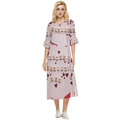 Valentine Gift Box Double Cuff Midi Dress