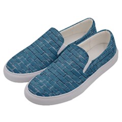 White And Blue Brick Wall Men s Canvas Slip Ons by artworkshop