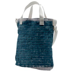 White And Blue Brick Wall Canvas Messenger Bag by artworkshop