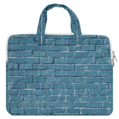 White And Blue Brick Wall Macbook Pro 13  Double Pocket Laptop Bag by artworkshop