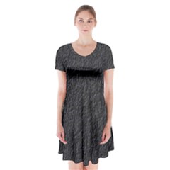 Black Wall Texture Short Sleeve V-neck Flare Dress by artworkshop