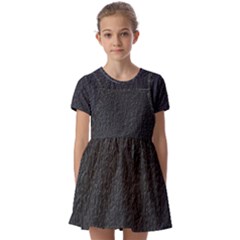Black Wall Texture Kids  Short Sleeve Pinafore Style Dress by artworkshop