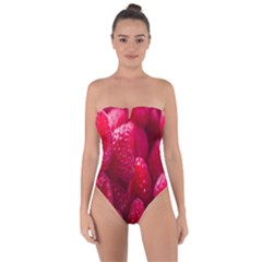 Raspberries Tie Back One Piece Swimsuit by artworkshop