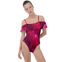 Raspberries Frill Detail One Piece Swimsuit by artworkshop