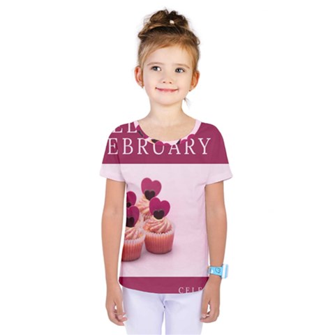 Hello February Text And Cupcakes Kids  One Piece Tee by artworkshop