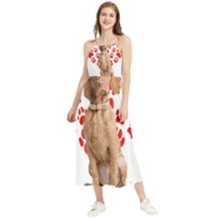 Vizsla Gifts T- Shirt Cool Vizsla Valentine Heart Paw Vizsla Dog Lover Valentine Costume T- Shirt Boho Sleeveless Summer Dress by maxcute