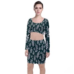 Leaves Foliage Plants Pattern Top And Skirt Sets