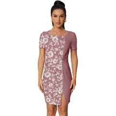 Pattern Seamless Floral Classic Fitted Knot Split End Bodycon Dress