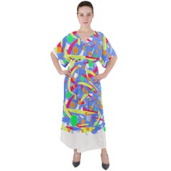 Abstact Pattern T- Shirt Abstact Pattern T- Shirt V-neck Boho Style Maxi Dress by maxcute