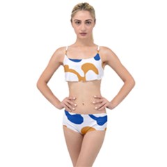 Abstract Swirl Gold And Blue Pattern T- Shirt Abstract Swirl Gold And Blue Pattern T- Shirt Layered Top Bikini Set by maxcute