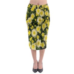 Autumn Background Closeup Flowers Midi Pencil Skirt by artworkshop