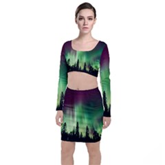 Aurora Borealis Northern Lights Nature Top And Skirt Sets by Ravend