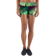 Aurora Borealis Northern Lights Nature Yoga Shorts by Ravend