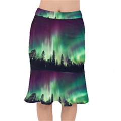 Aurora Borealis Northern Lights Nature Short Mermaid Skirt