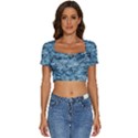 Water Splash Texture  Short Sleeve Square Neckline Crop Top  View1