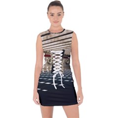 Dark Tunnels Within A Tunnel Lace Up Front Bodycon Dress by artworkshop