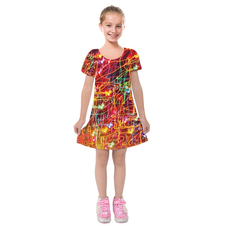 Design Art Pattern Kids  Short Sleeve Velvet Dress