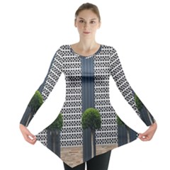 Exterior-building-pattern Long Sleeve Tunic  by artworkshop