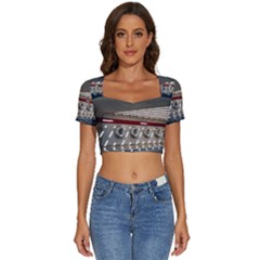 Patterned Tunnels On The Concrete Wall Short Sleeve Square Neckline Crop Top  by artworkshop