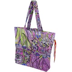 Abstract Intarsio Drawstring Tote Bag by kaleidomarblingart