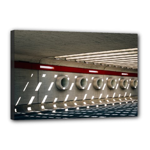 Patterned Tunnels On The Concrete Wall Canvas 18  X 12  (stretched) by artworkshop
