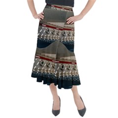 Patterned Tunnels On The Concrete Wall Midi Mermaid Skirt by artworkshop