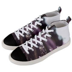 Purple Flower Pattern Men s Mid-top Canvas Sneakers by artworkshop