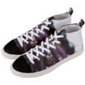 Purple Flower Pattern Men s Mid-Top Canvas Sneakers View2