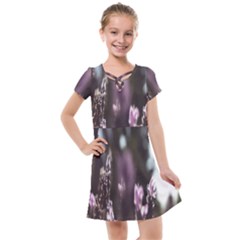 Purple Flower Pattern Kids  Cross Web Dress by artworkshop