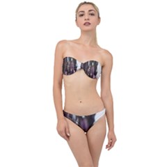 Purple Flower Pattern Classic Bandeau Bikini Set by artworkshop