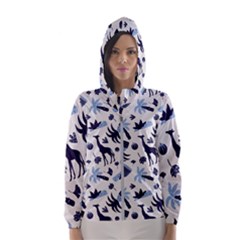 Cute Safari Animals Blue Giraffe Women s Hooded Windbreaker by Stikle