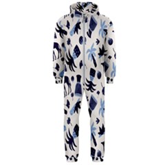 Cute Safari Animals Blue Giraffe Hooded Jumpsuit (men) by Stikle