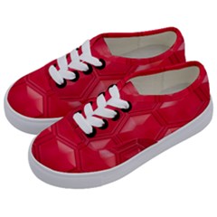 Red Textured Wall Kids  Classic Low Top Sneakers by artworkshop