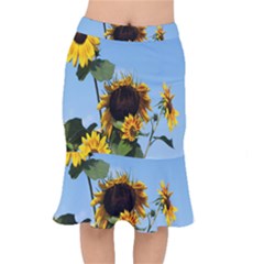 Sunflower Flower Yellow Short Mermaid Skirt by artworkshop