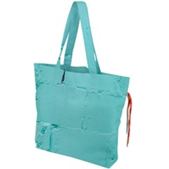 Teal Brick Texture Drawstring Tote Bag by artworkshop