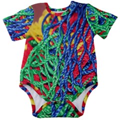 Thread Texture Pattern Baby Short Sleeve Bodysuit by artworkshop