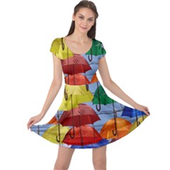 Umbrellas Colourful Cap Sleeve Dress by artworkshop