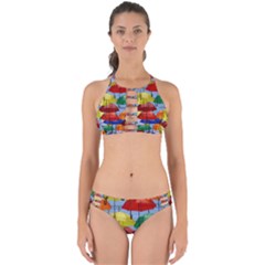 Umbrellas Colourful Perfectly Cut Out Bikini Set by artworkshop