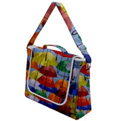Umbrellas Colourful Box Up Messenger Bag by artworkshop