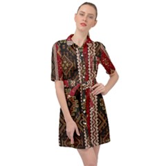 Uzbek Pattern In Temple Belted Shirt Dress