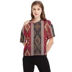 Uzbek Pattern In Temple One Shoulder Cut Out Tee