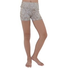 Vintage Wallpaper With Flowers Kids  Lightweight Velour Yoga Shorts by artworkshop