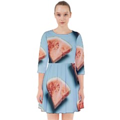 Watermelon Against Blue Surface Pattern Smock Dress by artworkshop