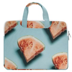 Watermelon Against Blue Surface Pattern Macbook Pro 13  Double Pocket Laptop Bag by artworkshop