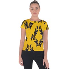Yellow Regal Filagree Pattern Short Sleeve Sports Top  by artworkshop