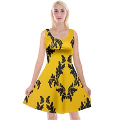 Yellow Regal Filagree Pattern Reversible Velvet Sleeveless Dress by artworkshop