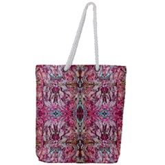 Fuchsia Funky Repeats I Full Print Rope Handle Tote (large) by kaleidomarblingart