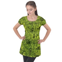 Botanical Motif Plants Detail Photography Puff Sleeve Tunic Top by dflcprintsclothing