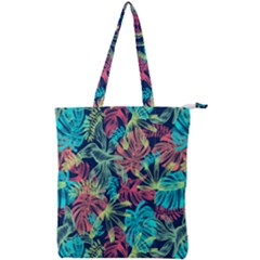 Neon Leaves Double Zip Up Tote Bag by fructosebat