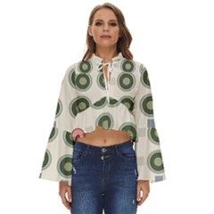 Art Design Round Drawing Abstract Boho Long Bell Sleeve Top